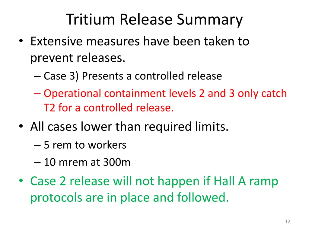 tritium release summary extensive measures have