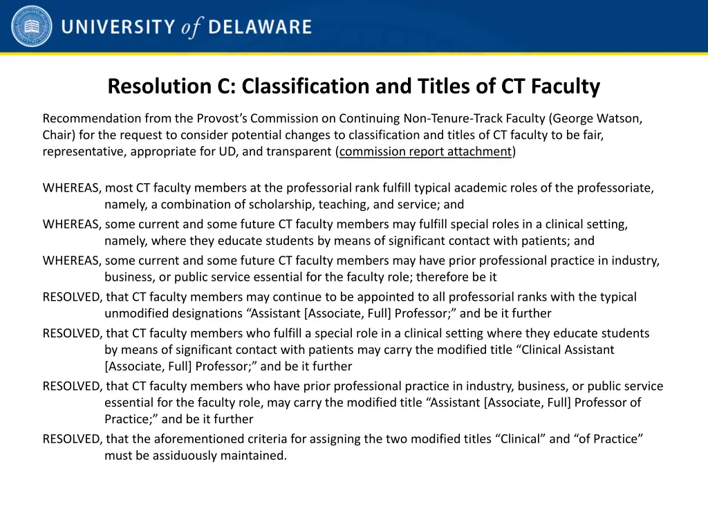 resolution c classification and titles