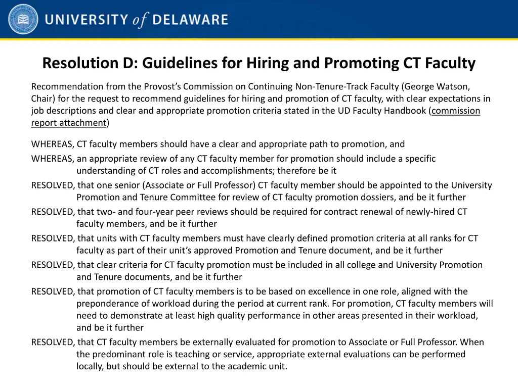 resolution d guidelines for hiring and promoting