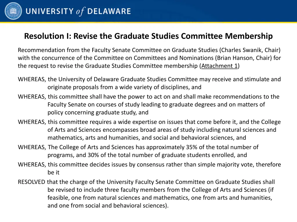 resolution i revise the graduate studies