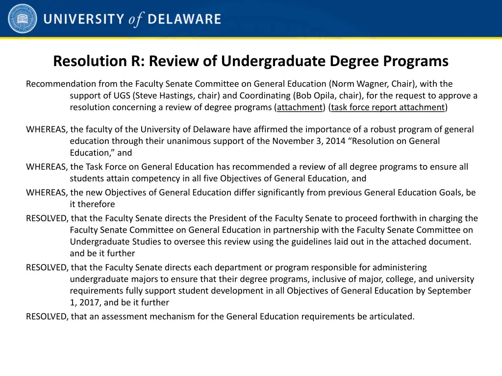 resolution r review of undergraduate degree