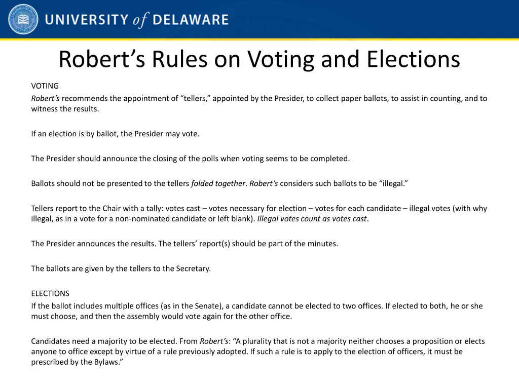 robert s rules on voting and elections