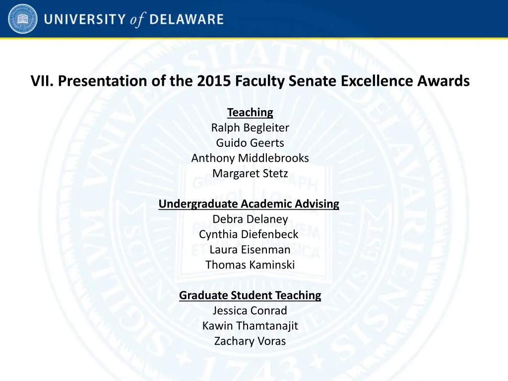 vii presentation of the 2015 faculty senate