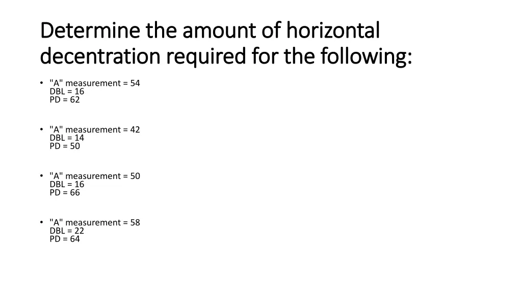 determine the amount of horizontal determine