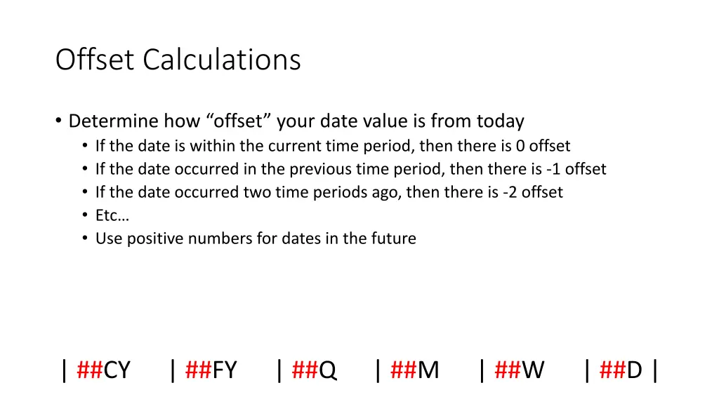 offset calculations