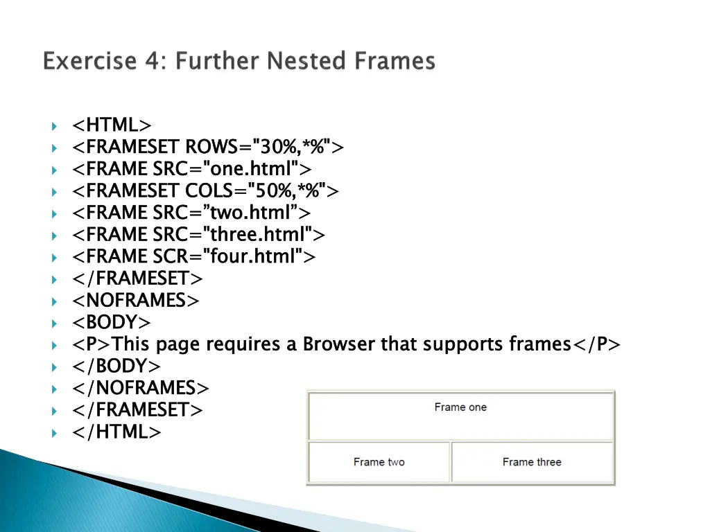 html frameset rows frame src one html frameset