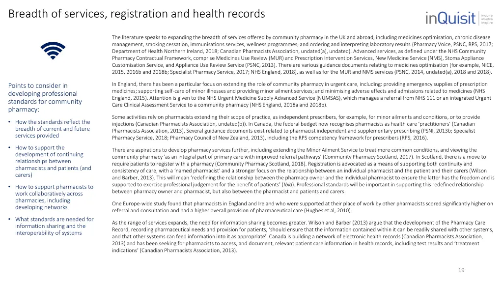 breadth of services registration and health