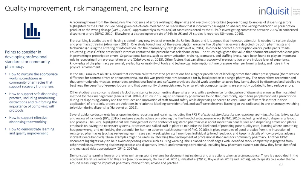 quality improvement risk management and learning