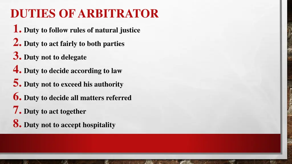 duties of arbitrator 1 duty to follow rules