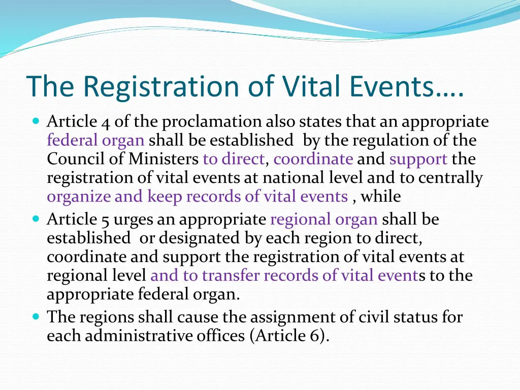 the registration of vital events