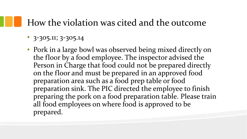 how the violation was cited and the outcome 1