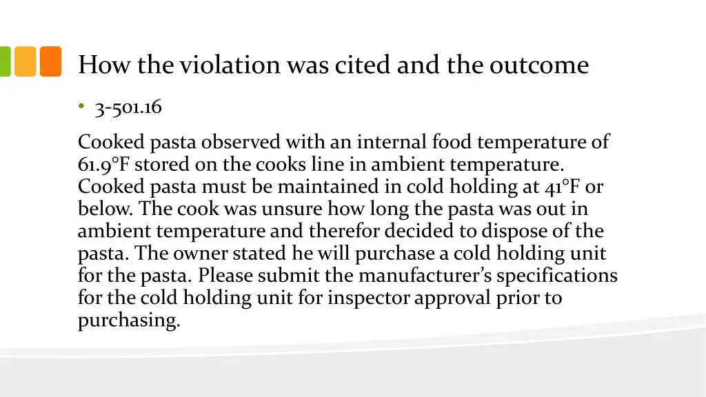 how the violation was cited and the outcome