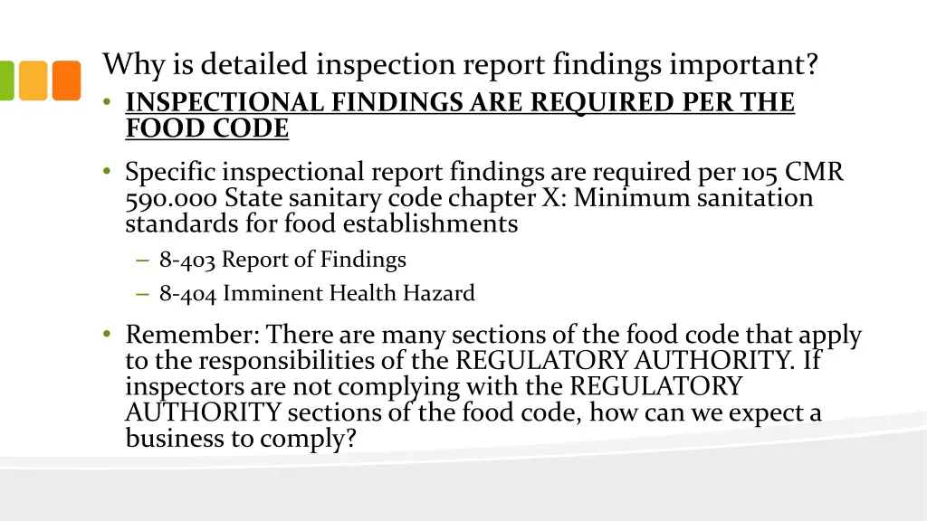 why is detailed inspection report findings