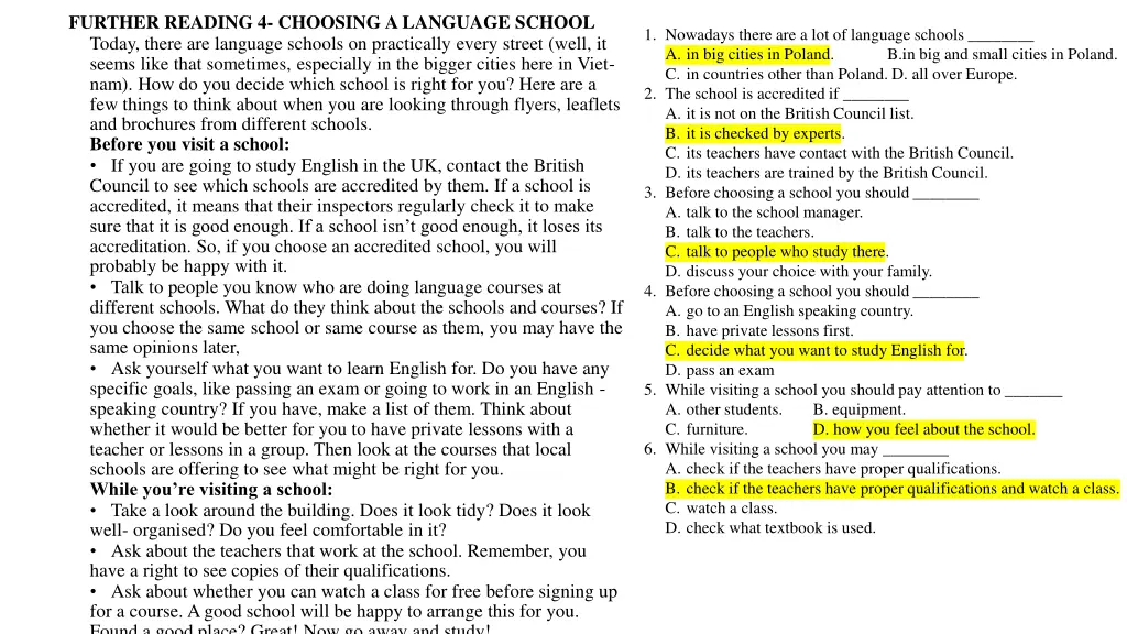 further reading 4 choosing a language school