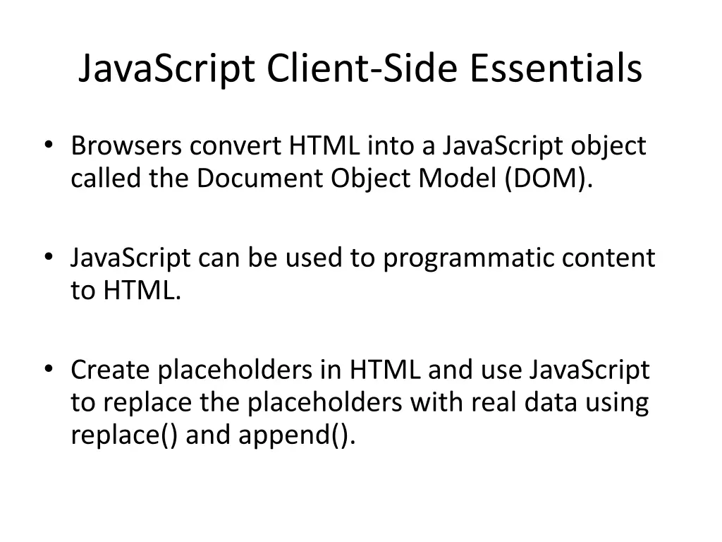 javascript client side essentials