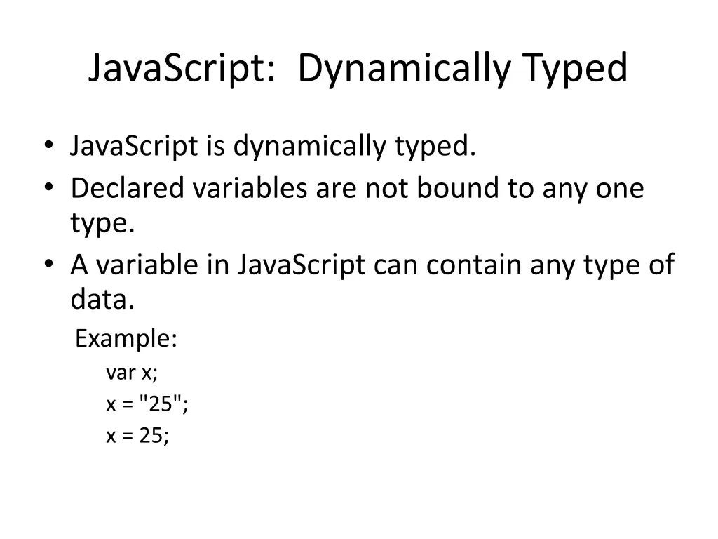 javascript dynamically typed