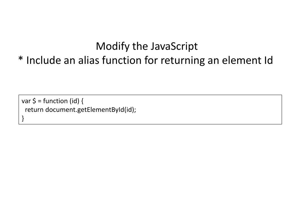 modify the javascript