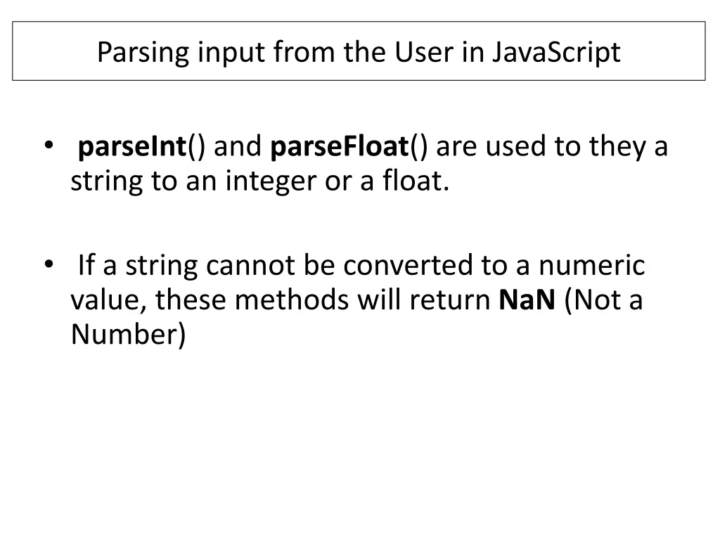 parsing input from the user in javascript