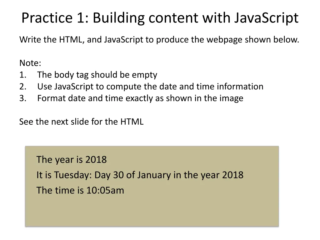 practice 1 building content with javascript