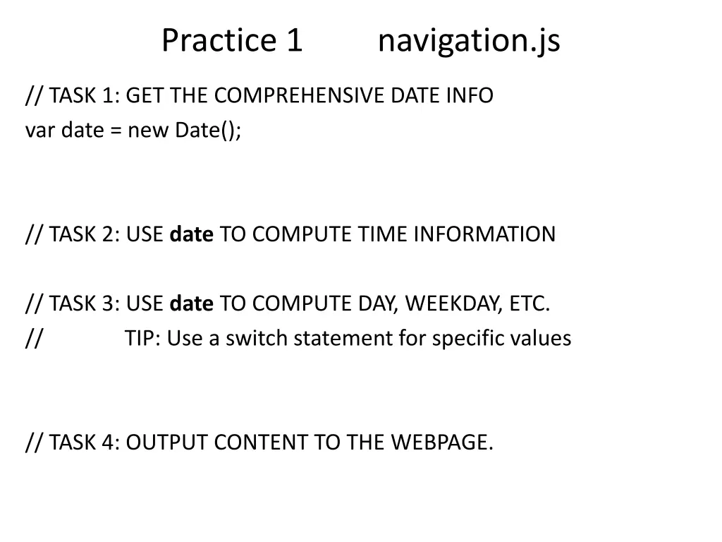 practice 1 navigation js