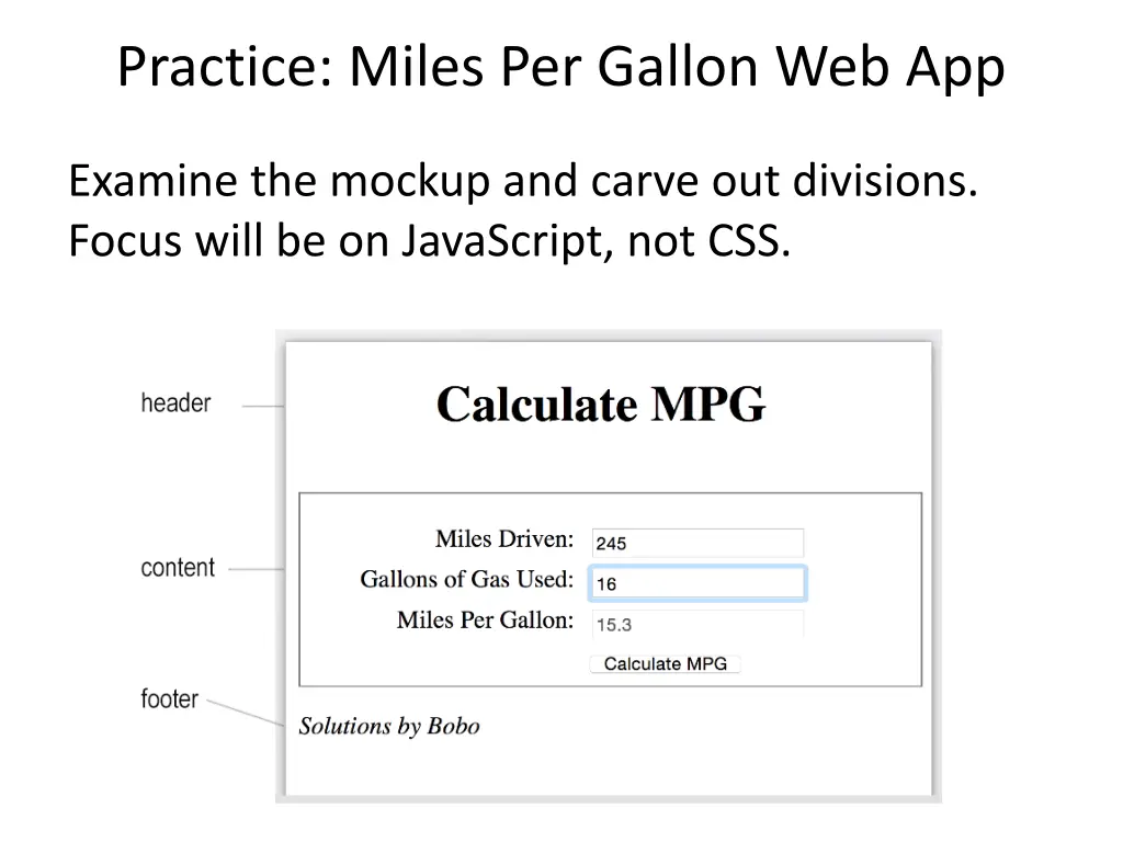 practice miles per gallon web app