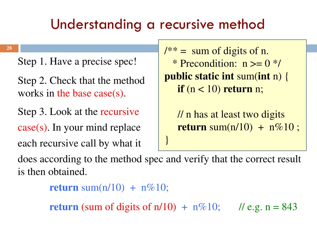 understanding a recursive method 1