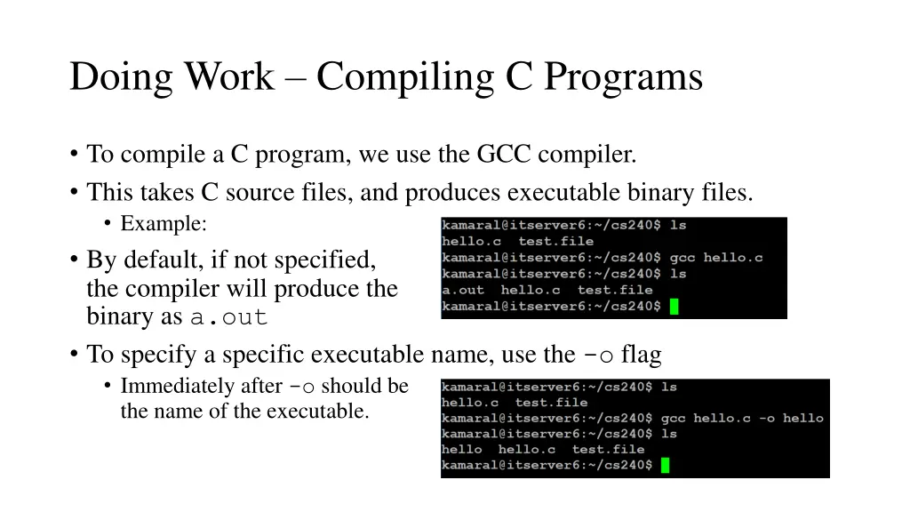 doing work compiling c programs