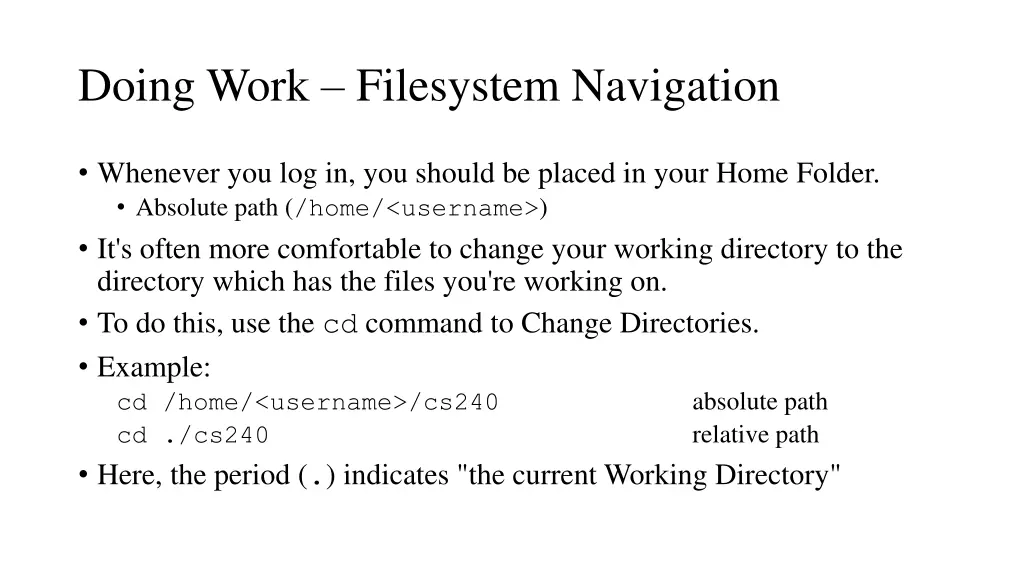 doing work filesystem navigation 1