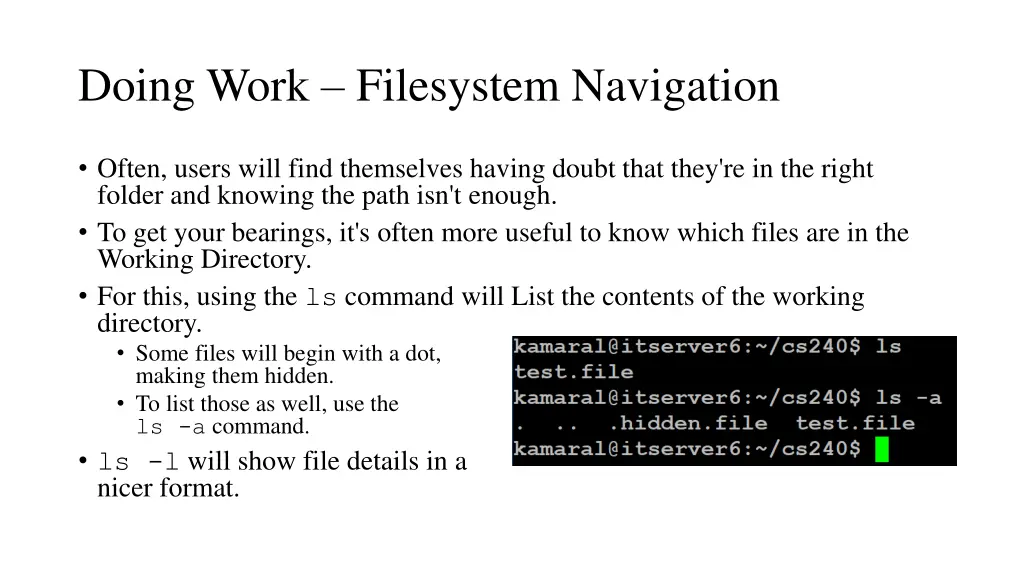 doing work filesystem navigation 2