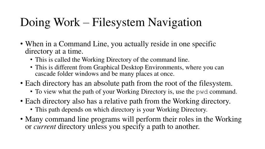 doing work filesystem navigation