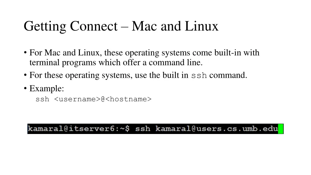 getting connect mac and linux