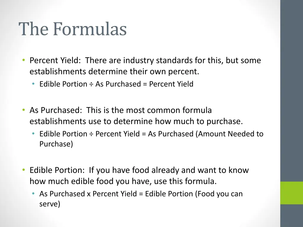 the formulas