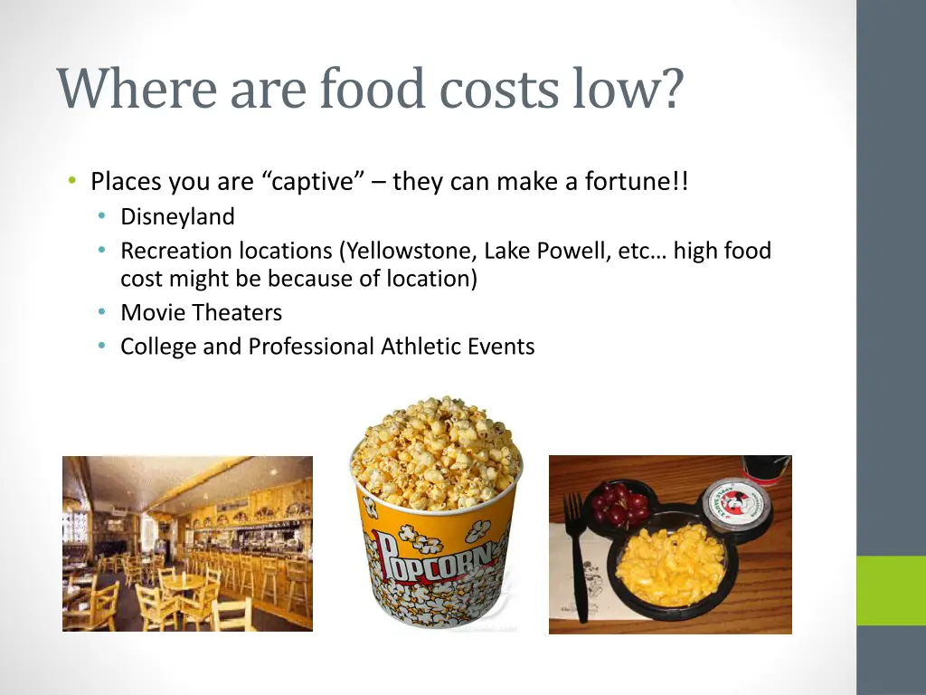 where are food costs low