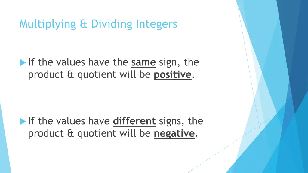 multiplying dividing integers