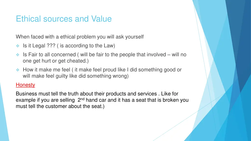 ethical sources and value