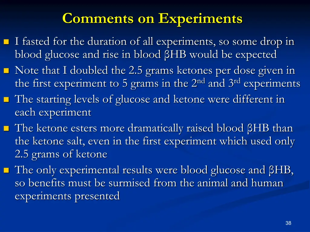 comments on experiments