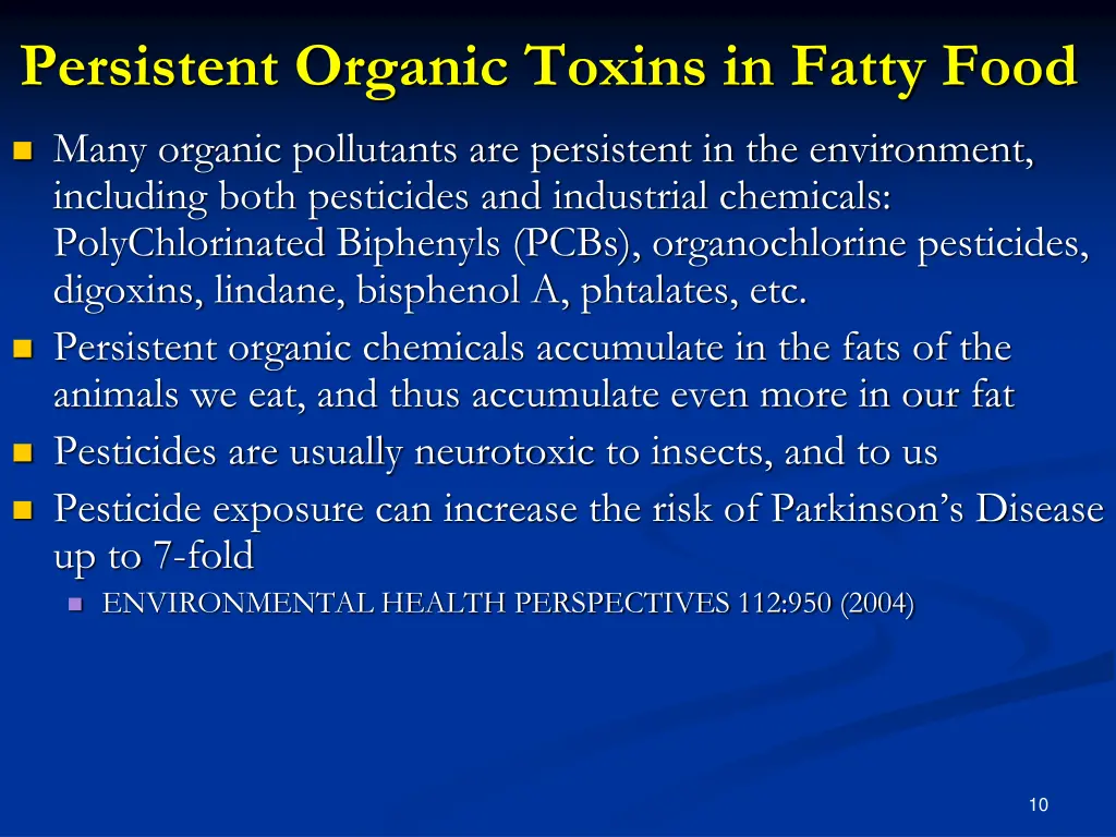 persistent organic toxins in fatty food