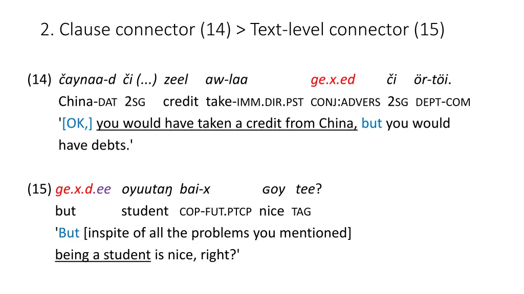 2 clause connector 14 text level connector 15