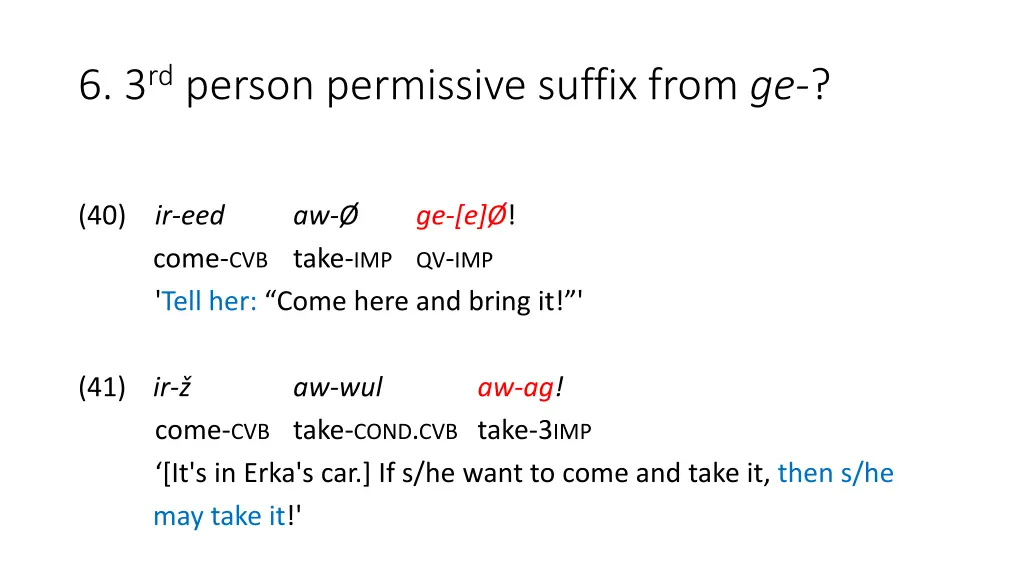 6 3 rd person permissive suffix from ge