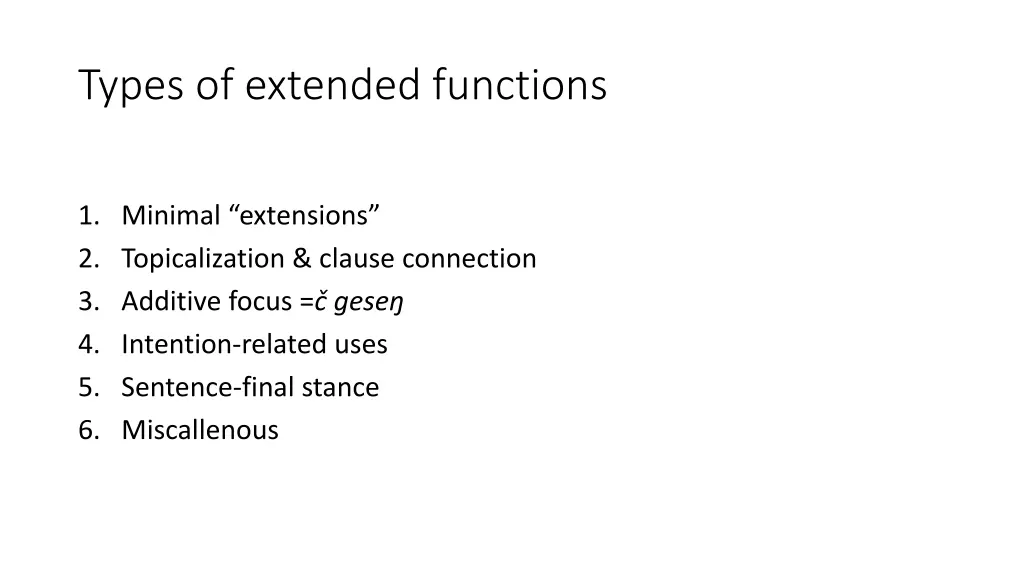 types of extended functions