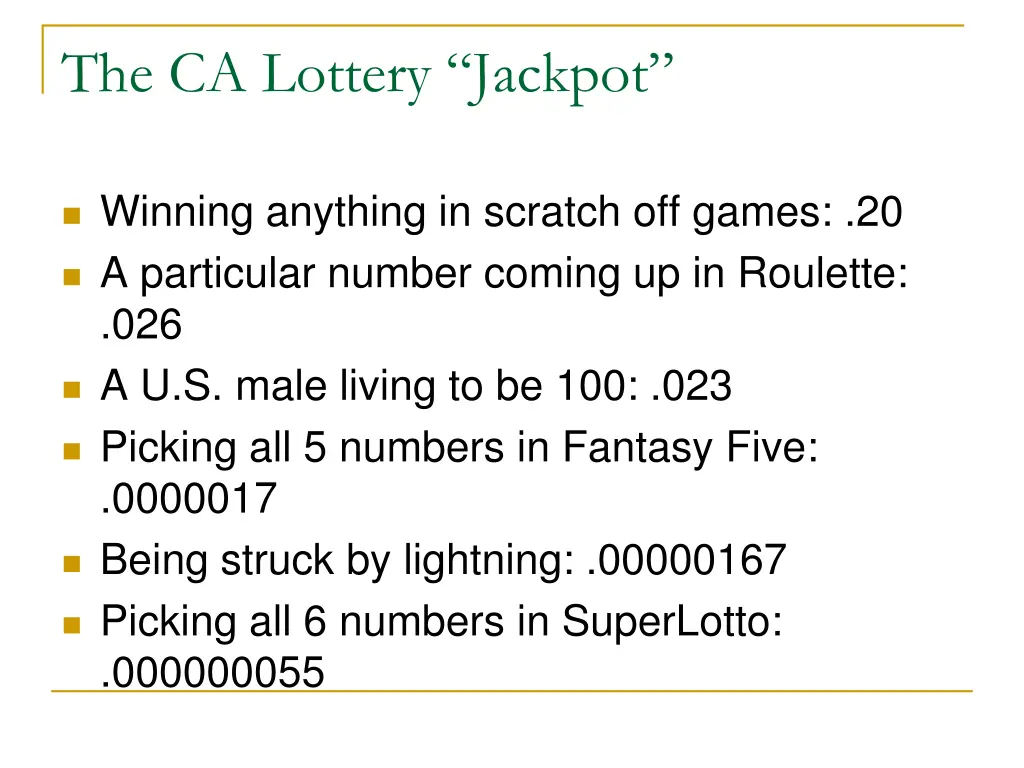 the ca lottery jackpot