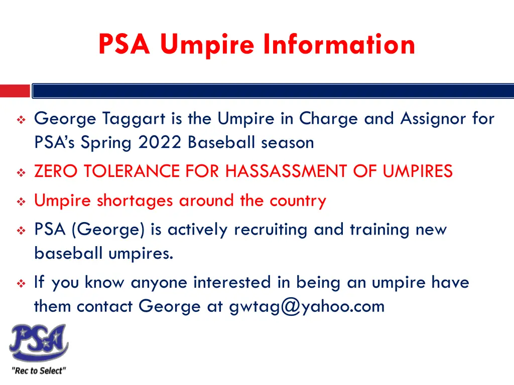 psa umpire information