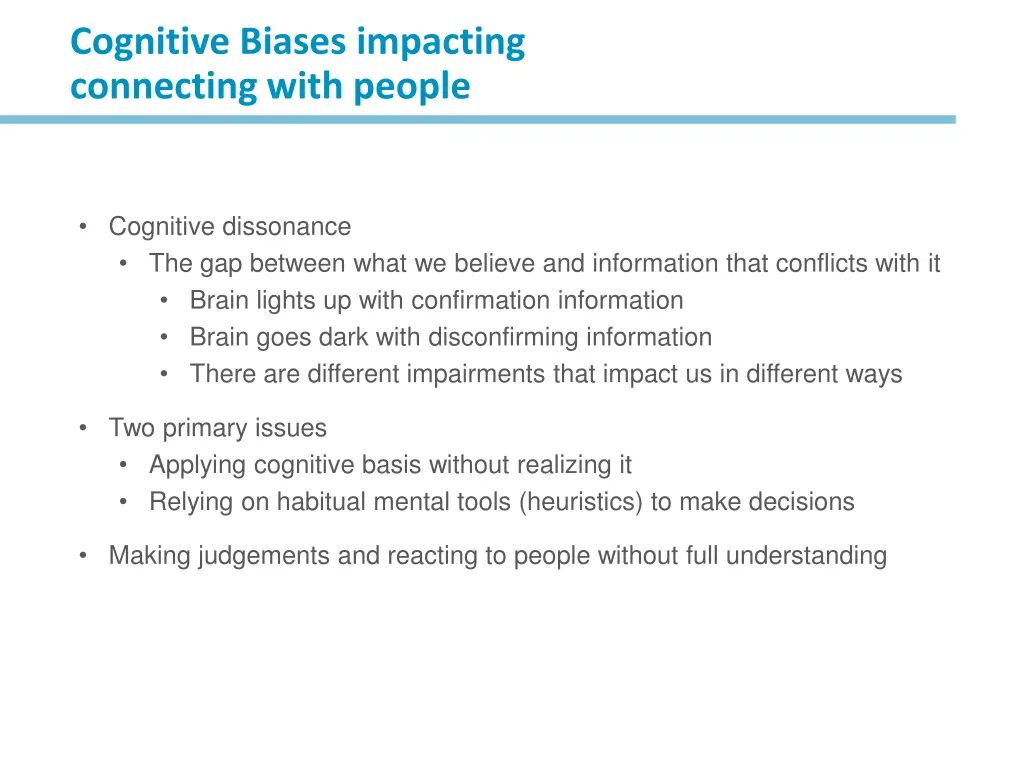 cognitive biases impacting connecting with people