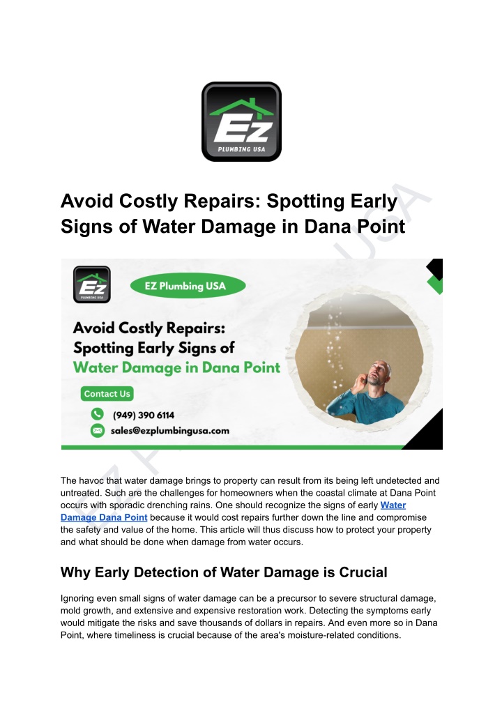 ez plumbing usa and what should be done when