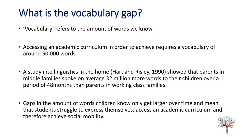 what is the vocabulary gap what is the vocabulary