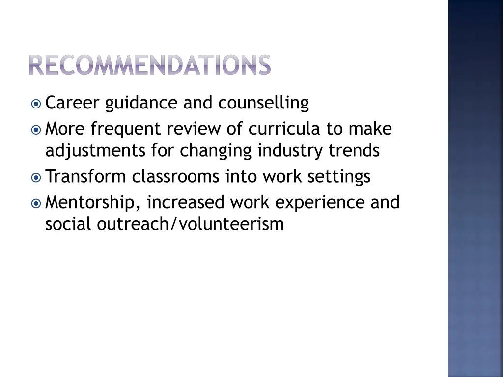 recommendations 1