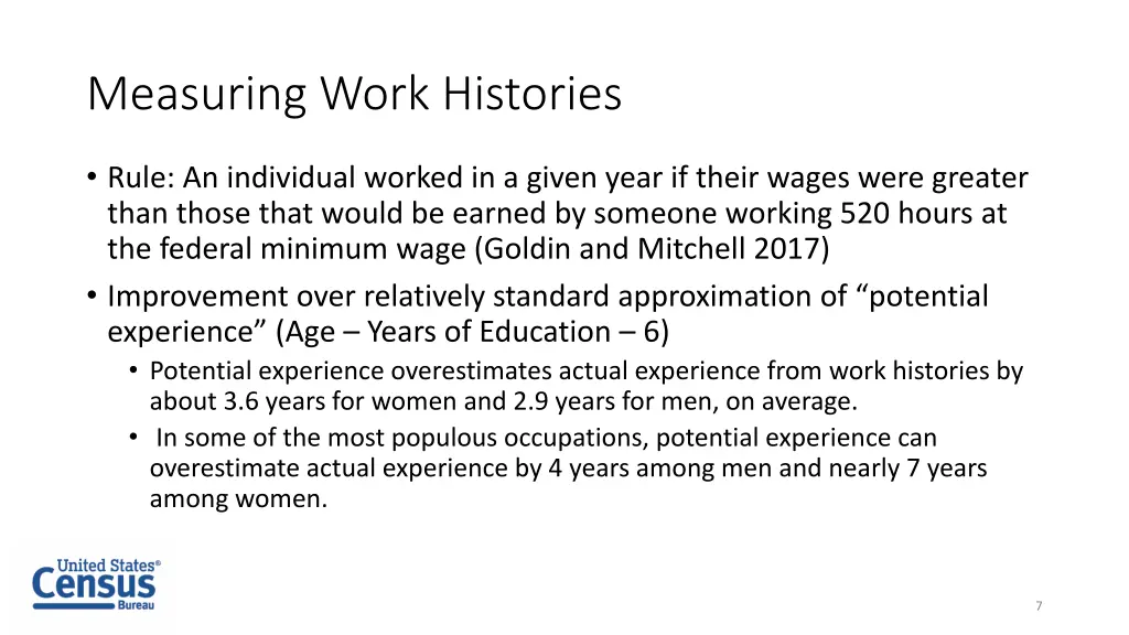 measuring work histories