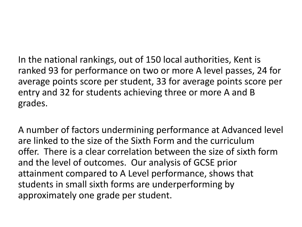 in the national rankings out of 150 local