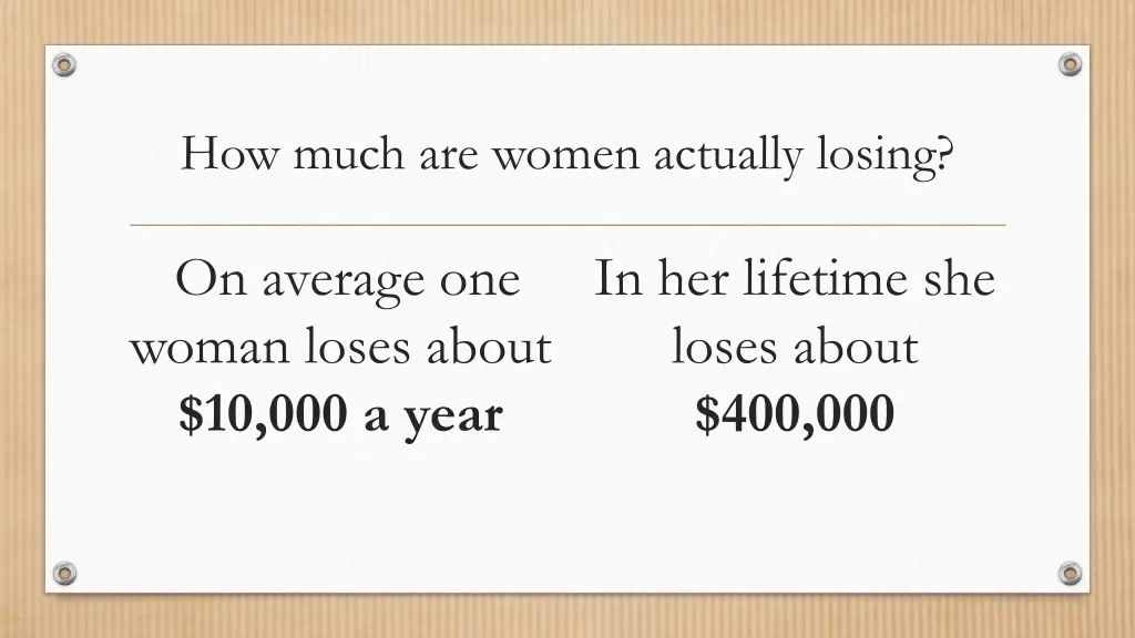how much are women actually losing