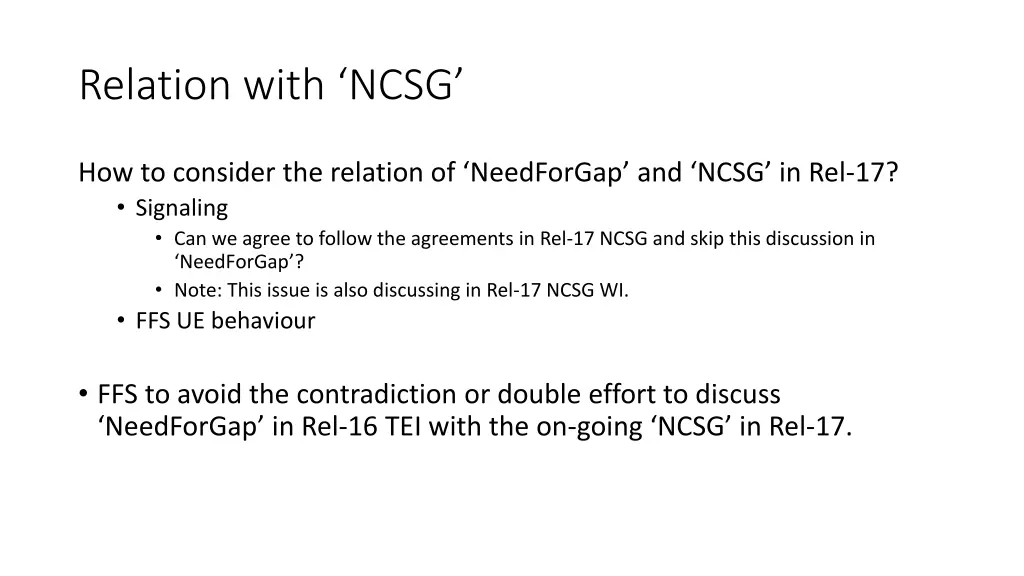 relation with ncsg